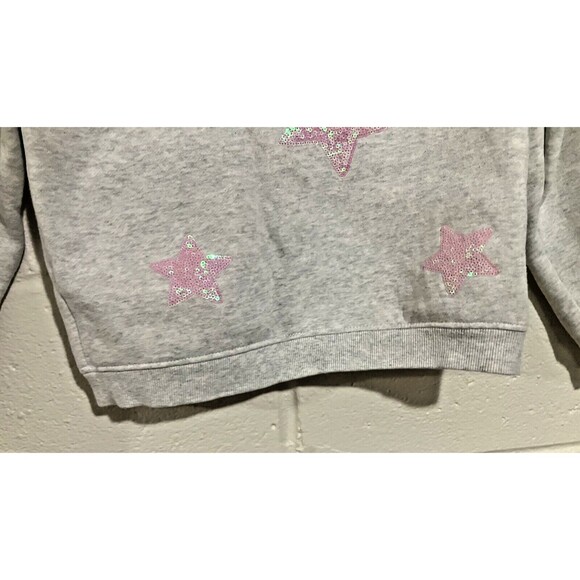 Ficcus Girls Grey Long Sleeve Sweatshirt w/ Bright Pink Stars | Size 10 - Picture 6 of 10